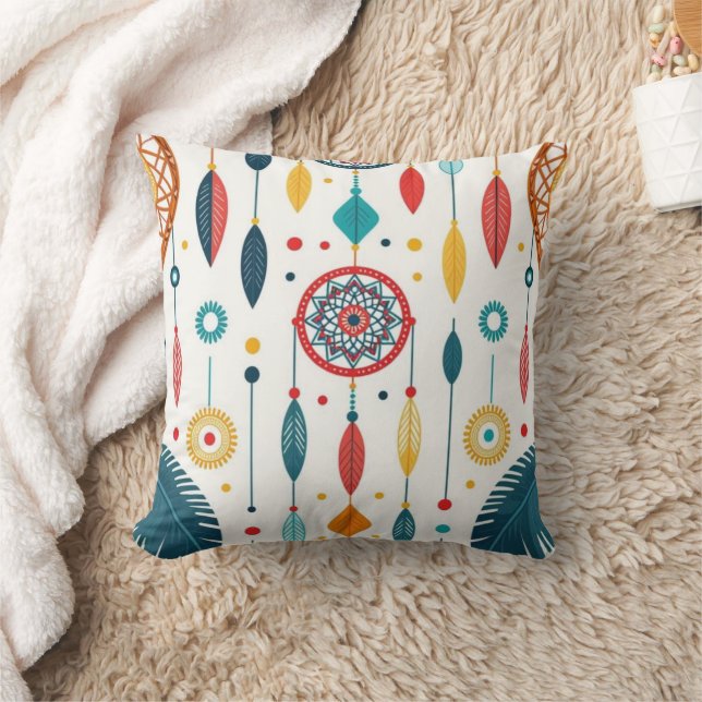 Coussin Boho Dreamcatcher Pattern Throw Pillow (Couverture)