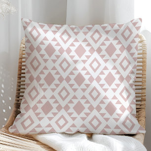 Coussin Boho Dusty Rose et White Navajo