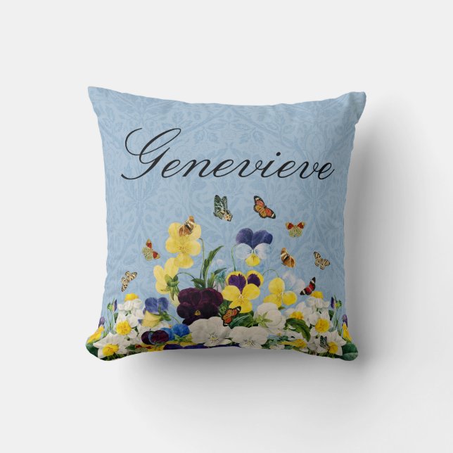 Coussin Boho Elegant Pansies de printemps Daffodils Papill (Recto)