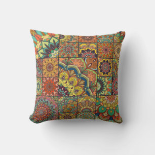 Coussin Boho ensemble de tuiles et motif sans soudure. Cor