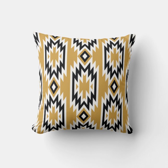 Coussin Boho ethnique : motif géométrique vintage. (Recto)