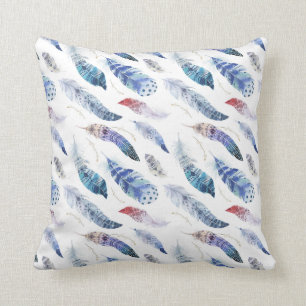 Coussin Boho Feathers Motif aquarelle