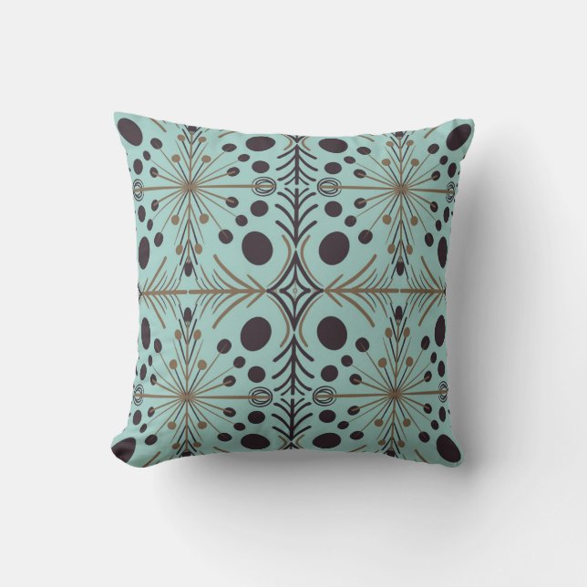Coussin Boho flèche géométrique Motif Turquoise (Recto)
