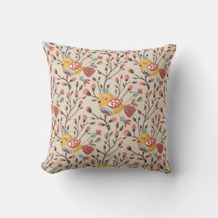 Coussin Boho Floral Birds Motif de jardin