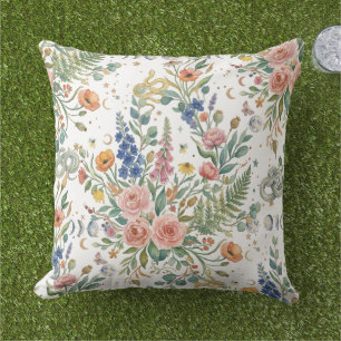 Coussin Boho Floral Céleste Lune & Serpents Botanique