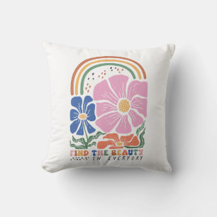 Coussin Boho Floral Cite "Fin La Beauté"