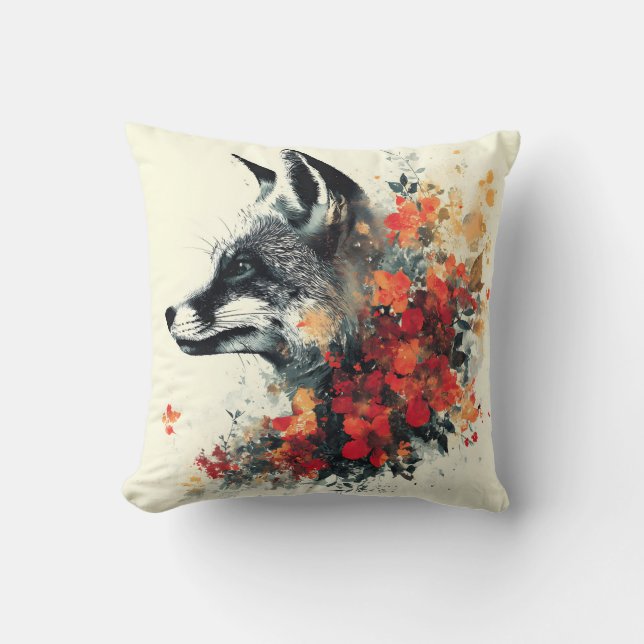 Coussin Boho Floral Fox Faune Nature (Recto)