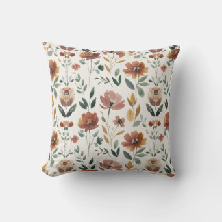 Coussin Boho Floral Geometry – Earthy Wildflower Pattern