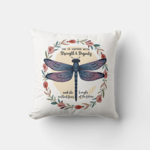 Coussin Boho Floral Libellule Elle Est Revêtue De Force