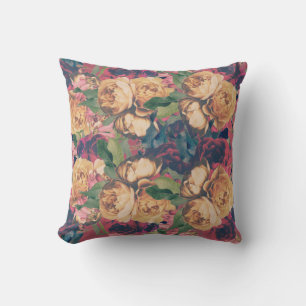 Coussin Boho floral rose rouge moderne