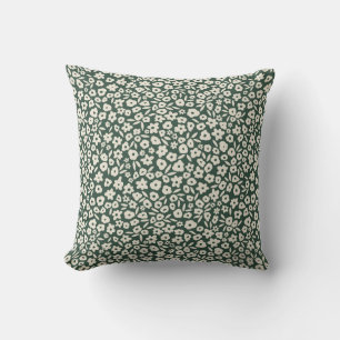 Coussin Boho Floral sur Dark Emerald Green