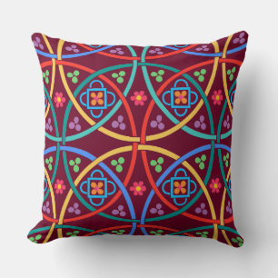Coussin Boho Flower Power sur Deep Magenta