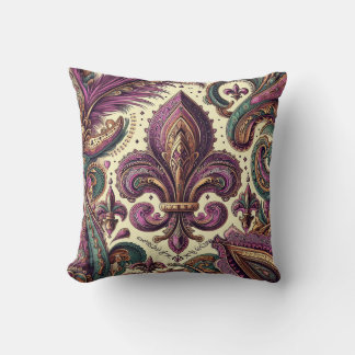 Coussin Boho French Quarter violet fleur de lis