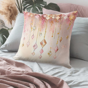 Coussin Boho Gems couleur Blush Pink et Gold ID1035