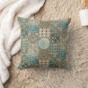 Coussin Boho Géométrique style andalou marocain
