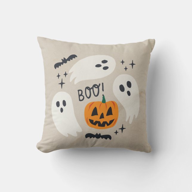 Coussin Boho Halloween mignon fantôme (Recto)
