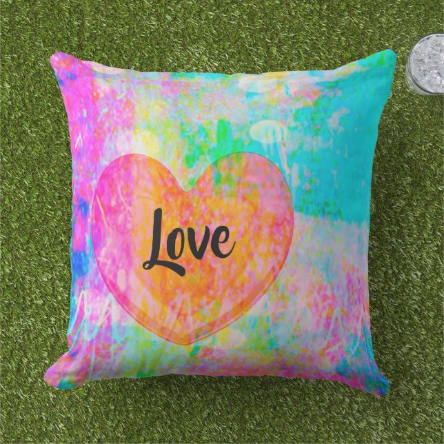Coussin Boho Heart Love Collage (Herbe)