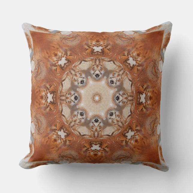 Coussin Boho Mandala rouille Gris Dusty Peach Thlow (Recto)