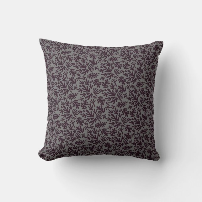 Coussin Boho Matisse Formes botaniques Motif gris noir (Recto)