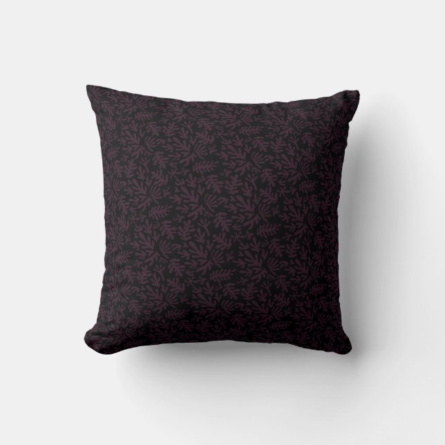 Coussin Boho Matisse Formes botaniques Motif gris noir (Recto)
