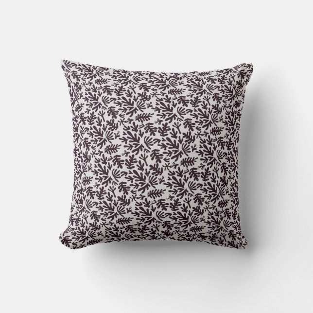 Coussin Boho Matisse Formes botaniques Motif gris noir (Recto)