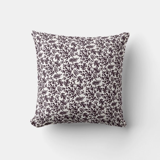 Coussin Boho Matisse Motifs Botaniques Motif Noir Gris (Recto)