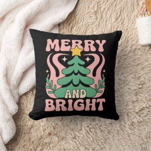Coussin Boho Merry and Bright Fleurs Personnalisées Noël