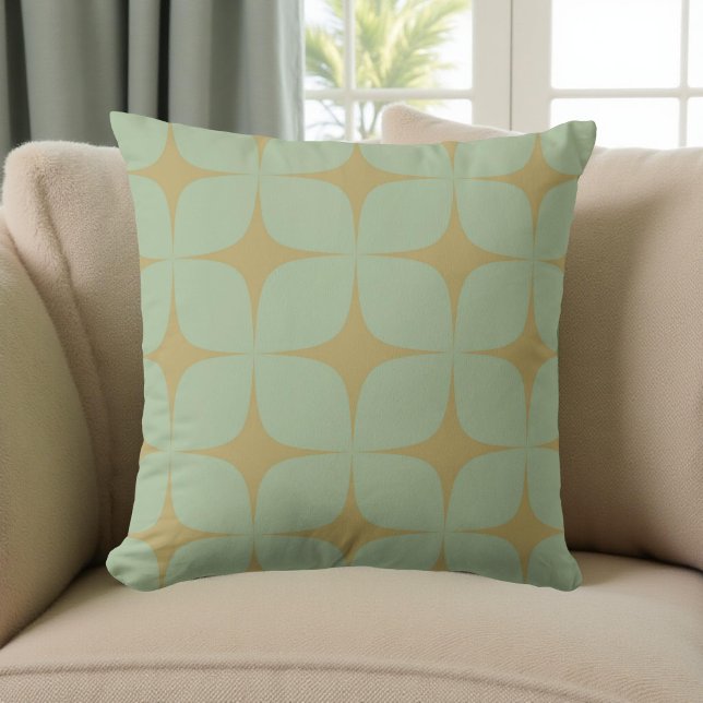 Coussin Boho moderne et géométrique rétro vert milieu du s (Créateur téléchargé)