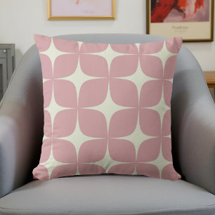 Coussin Boho moderne rose rétro du milieu du siècle