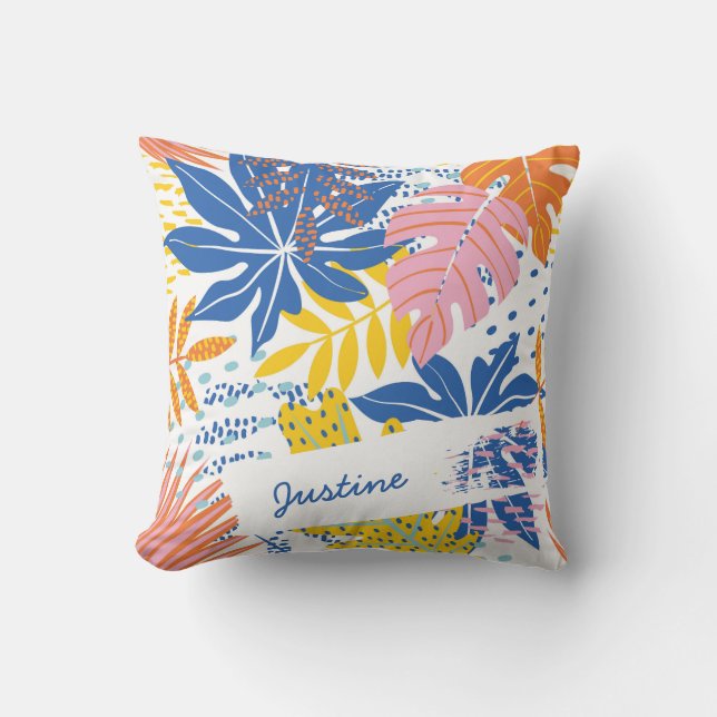 Coussin Boho moderne Tropical Palm Feuille Personnalisé (Recto)