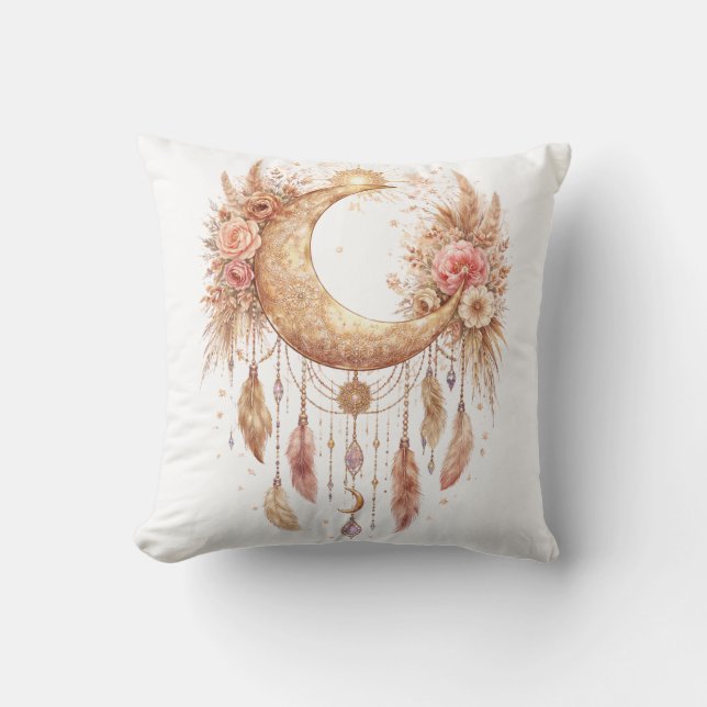 Coussin Boho Moon ambiance mystique (Recto)