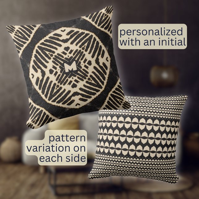Coussin Boho motif géométrique monogramme gras (Créateur téléchargé)
