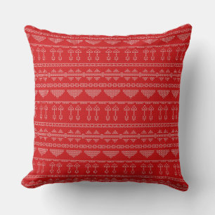 Coussin Boho Mudcloth Knit Sweer Rouge