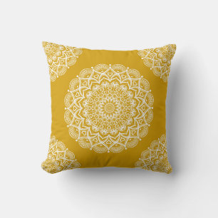 Coussin Boho Mustard Yellow Mandala