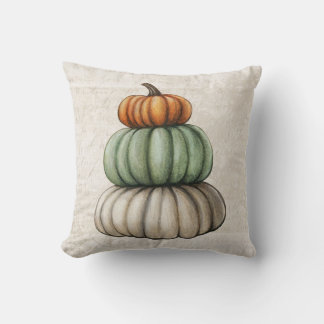 Coussin Boho naturel minimaliste citrouilles d'aquarelle d