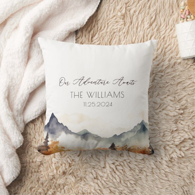Coussin Boho Neutral Mountain Mariage Couple (Couverture)