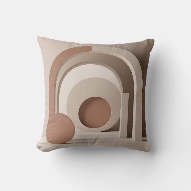 Coussin Boho Neutre Arch Géométrique Moderne  (Recto)