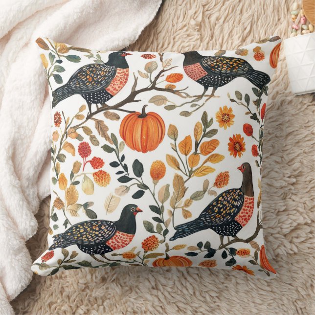Coussin Boho Oiseaux Aquarelle – Inspiré de la Nature Arti (Couverture)