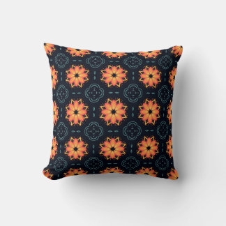 Coussin Boho orange floral moderne