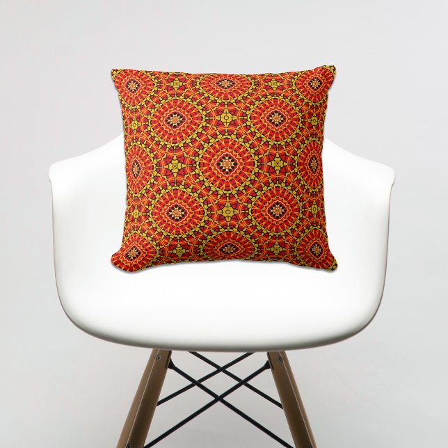 Coussin Boho Oriental rouge et orange Motif géométrique (Créateur téléchargé)