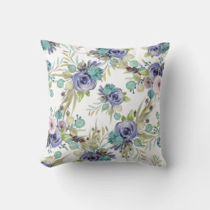 Coussin Boho Purple et vert Floral