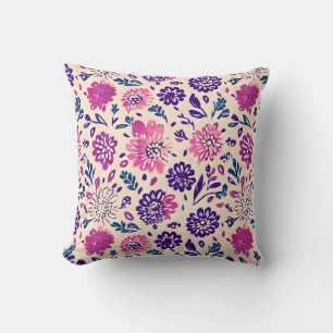 Coussin Boho Purple Ombre Motif Floral