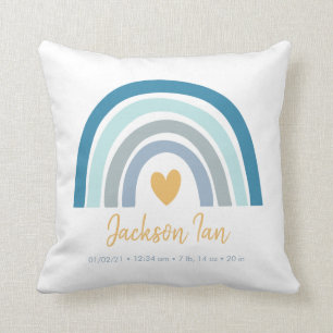 Coussin Boho Rainbow Baby Personnalisé Statistiques de nai