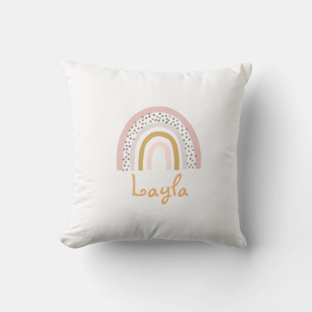 Coussin Boho Rainbow dans les pastels roses (Recto)