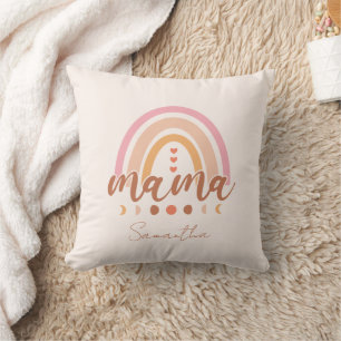 Coussin Boho Rainbow Mama avec phases de lune