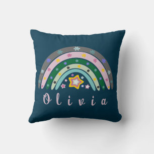 Coussin Boho Rainbow tendance avec nom personnalisé