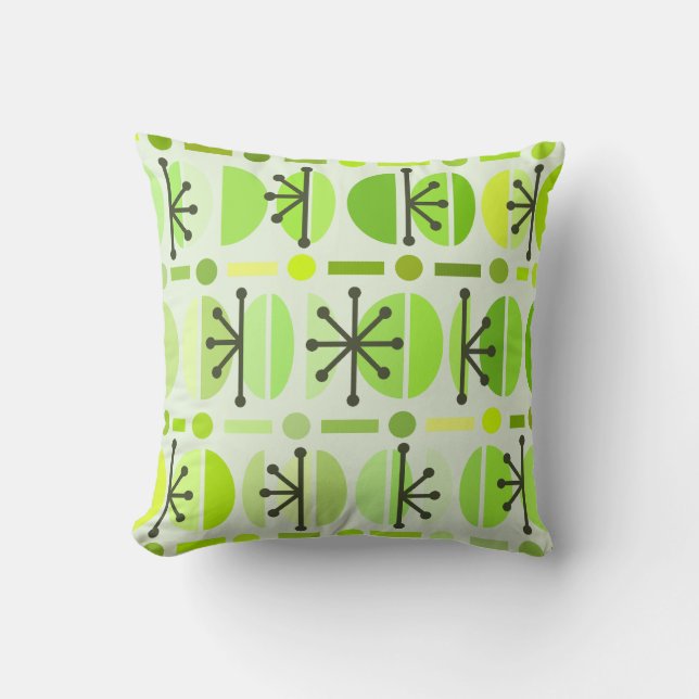 Coussin Boho Retro Bowls Lines Chartreuse (Recto)