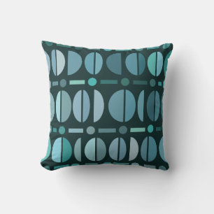Coussin Boho Retro Bowls Motif Turquoise