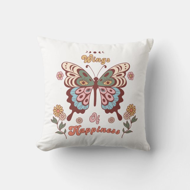 Coussin Boho Retro Butterfly Wings (Recto)