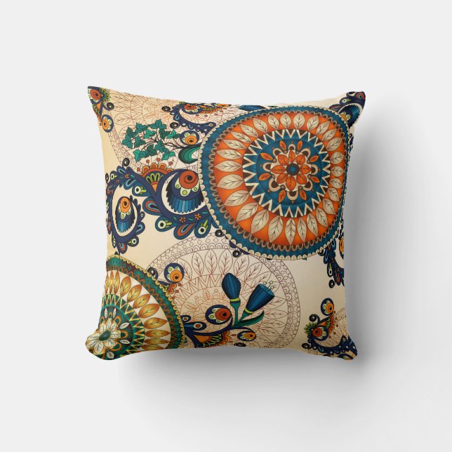 Coussin Boho Retro Paisley Circle Abstrait Colorful Throw (Recto)